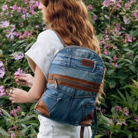 Myra Bag Janesa Denim Backpack Bag Nwt An Old Pair Of Jeans Comes Back To Life In The Super Cute Denim Backpack From Myra Bag. Awesome For Back To School, Your Next Travel Excursion, Festivals Or Everyday. Medium To Light Wash Blue Denim With Fading Tan Leather Accents Zip Front Pocket Zip Top Closure Leather And Denim Combo Adjustable Straps Tab Handle Lined Interior With Zipper And Slip Pockets Width 12.5 Depth 4 Height 15 Handle Drop 3.5 Nwt Boho, Bohemain, Festival, Western, Blue Jeans, Hippie, 70's, Retro, Light Academia, Preppy, Balletcore, Nerdy, School Girl, Classic, Timeless, Preppy, Intellectual, Sophisticated, Elegant, Refined, Nostalgic, Collegiate, Academic, Literary, Cozy, Mochila Jeans, Backpack Ideas, Concealed Carry Bags, Leather And Denim, Boho Backpack, Jean Backpack, Denim Backpack, Denim Bags, Retro Light