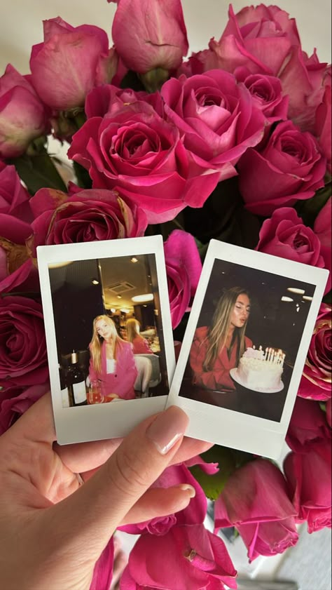 Birthday Photoshoot Ideas Polaroid, Polaroid Birthday Pictures, Valentines Polaroid, Polaroid Photos Aesthetic, Birthday Polaroid Pictures, Galentines Photoshoot Ideas, Polaroid Birthday, 23 Aesthetic, Pink Polaroid