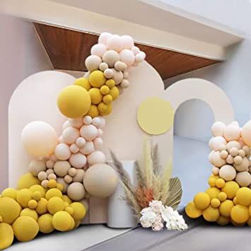 Yellow Blush Balloon Garland Kit Double Stuffed Brown Apricot Ivory Latex Balloons Arch Set Brown Balloon Garland, Boho Balloon Arch, Blush Balloons, Autumn Birthday, Bee Theme Party, Blowing Up Balloons, Balloon Arch Kit, Anniversary Party Decorations, Wedding Halloween