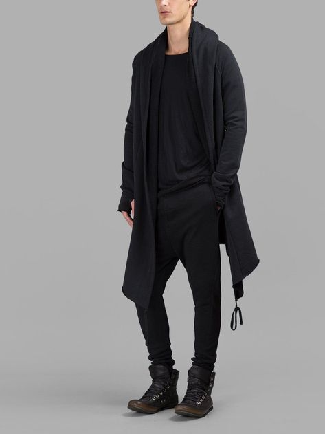 728f206c2a01bf572b5940d7d9a8fa4cdesc49307057ri Korean Black Outfit, Glove Sleeves, Mens Long Cardigan, Long Cardigan Outfit, Long Sweater Cardigan, Long Black Sweater, Cardigan With Hood, Black Outfit Men, Long Black Cardigan