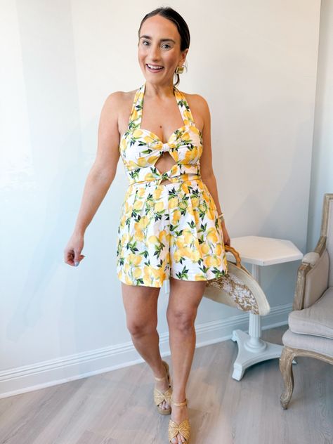 Lemon Romper Effortlessly Chic, Cut Outs, Boutique Clothing, Clothing And Shoes, Lemon, In Style, Rompers, Boutique, Yellow