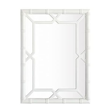 SORBARIA Bamboo-Look Solid Wood Window Pane Mirror 23" X 31" - White Chinoiserie Mirror, Window Pane Mirror, Powder Room Mirror, Art Deco Color, Wood Window, Gold Mirror Wall, Bath Mirror, Modern Wall Mirror, Elegant Mirrors