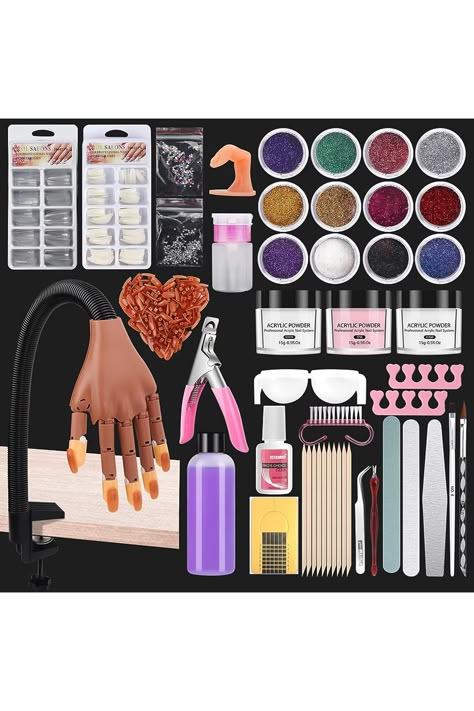 Nail Practice Hand for Acrylic Nail Kit, Fake Nail Mannequin Hand for Nails Practicing, Nail Training Finger with Acrylic Nail Kit Powder Nail Art Tools Professional Nail Starter Set Nail Practice Hand, Professional Acrylic Nail Kit, Nail Training, Nail Polish Gift Set, Mannequin Hand, Nail Practice, Nails Design Fall, Opal Nails, Nail Polish Holder