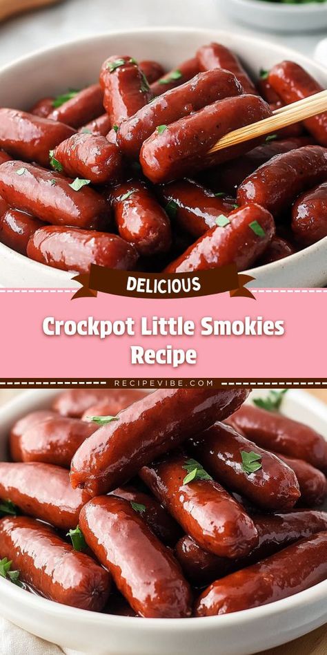 Want to elevate your appetizer game without the hassle? This Crockpot Little Smokies Recipe offers a deliciously simple solution for any occasion! Savor the smoky goodness in every bite while your slow cooker does the work. Don’t forget to save this gem for your upcoming celebrations! Slow Cooker Little Smokies, Recipes For Little Smokies, Best Lil Smokies Recipe, Bbq Little Smokies Crockpot, Smokey Appetizers, Bbq Weenies, Lil Smokies Crock Pot, Crockpot Meatballs Appetizers, Little Weenies Recipe