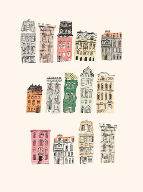 Parisian Living by Danielle Kroll on Artfully Walls | Artfully Walls Parisian Wall Art, Parisian Art, Paris Illustration, Paris Art Print, Living Wall Art, Artfully Walls, Building Illustration, House Sketch, Artist Wall