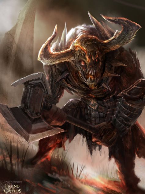 Undead Minotaur Advance by Ubermonster Undead Minotaur, Legend Of The Cryptids, Cool Monsters, Fantasy Monster, Mystical Creatures, Fantasy Rpg, Monster Art, Fantasy Inspiration, Fantasy Artwork