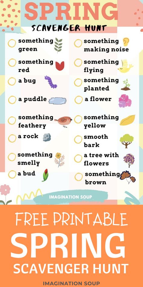 Printable Spring Scavenger Hunt for Kids | Imagination Soup Spring Scavenger Hunt Printable, Scavenger Hunt Clues For Kids, Language Games For Kids, Spring Scavenger Hunt, Outdoor School Activities, Summer Learning Activities, Mail Tag, Nature Scavenger Hunt, Classroom Wishlist