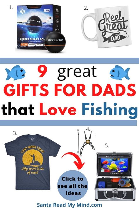 Does the Dad on your shopping list love to fish? If so, click to check out these 9 great gifts for dads that like to fish. **Great Christmas gifts for fishermen.** There are some funny fishing shirts, heartfelt coffee mugs, and some great modern fishing gear. Click to Check it out today and get some great gifts for the man in your life who loves to fish. #giftsfordads #giftsforhim #giftsforfishermen #fishinggear #funnyfishingshirt #giftsforboyfriend Fathers Day Gifts Fishing, Fishing Gifts For Men, Read My Mind, Gifts For Dads, Funny Fishing Shirts, Ocean Gifts, Great Gifts For Dad, Funny Fishing, Your Shopping List