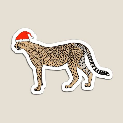 Cheetah Christmas, Cheetah Cat, Santa Hat, Christmas Themes, Design Features, For Sale, Christmas, Design, Kawaii