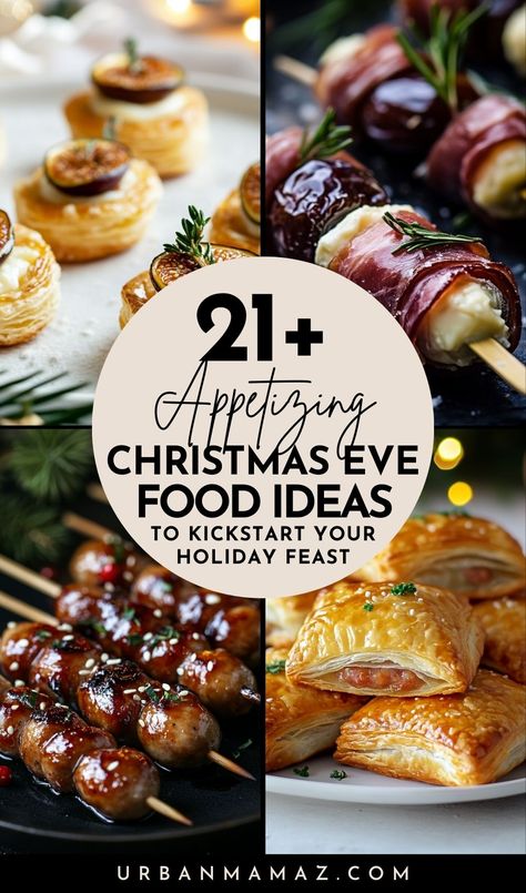 Looking for appetizing Christmas eve food ideas to kickstart your holiday feast? Check out these 21+ mouthwatering Christmas eve appetizers that are perfect for sharing and snacking! Christmas Menu Appetizers, Good Christmas Eve Dinner Ideas, Newyears Appetizers Appetizer Ideas, Appetizer Christmas Eve, Easy Keto Christmas Appetizers, Christmas Eve Orderves, What To Make For Christmas Eve Dinner, Appetizers For Christmas Eve Party, Christmas Eve Nibbles