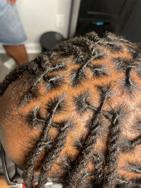 Loc style. Two stranded rope twist with crisscross detail. Loc Retwist, Natural Hair Salon, Mens Hair, Loc Styles, Locs, Hair Inspo, Criss Cross, Mens Hairstyles, Hair Salon