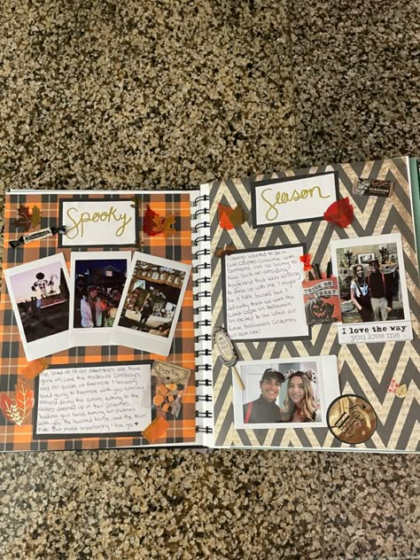 1 Year Dating Scrapbook, Scrapbook Ideas For Couples Front Cover, October Scrapbook Ideas, Bf Day Gifts, Scrapbook First Page Ideas, 1 Year Anniversary Scrapbook Page Ideas, 1 Year Scrapbook Boyfriend Page Ideas, Our First Year Scrapbook Boyfriend, Couple Scrapbook Pages Ideas