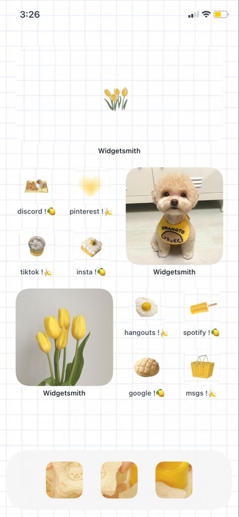 Yellow Aesthetic Phone Theme, Yellow Iphone Layout Homescreen, Yellow Ios Homescreen, Yellow Theme Wallpaper Iphone, Yellow Homescreen Ideas, Yellow Iphone Layout, Yellow Themed Phone, Yellow Homescreen Layout, Yellow Iphone Theme