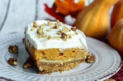 Perfect Fall Pumpkin Recipes | Just A Pinch | Just A Pinch Popular Thanksgiving Desserts, Pecan Pie Shortbread, Walnut Dessert, Layered Pumpkin Dessert, Ribbon Pumpkin, Pie Pecan, Pumpkin Cobbler, Pumpkin Crisp, Pumpkin Delight