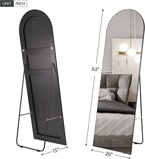 Amazon.com: Kasibie Arch Full Length Floor Mirror, 63''x20'' Full Body Mirror, Free Standing Mirror / Wall Mounted Hanging Mirror, Leaning Against Wall Dressing Mirror Large Size for Bedroom Living Room (White) : Home & Kitchen Standing Mirror In Bedroom, Dressing Mirror Ideas, Mirror On Wheels, Long Mirror In Bedroom, Diy Standing Mirror, Door Hanging Mirror, Big Mirror In Bedroom, White Gray Bedroom, Antique Furniture Living Room