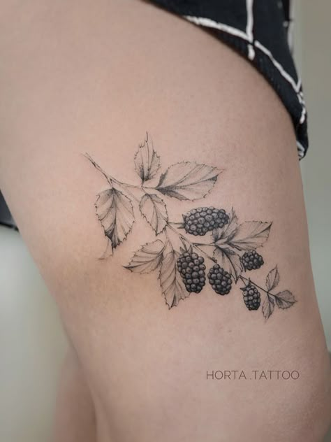 Mulberry Tattoo Black And White, Mulberry Branch Tattoo, Blackberry Plant Tattoo, Blackberry Tattoo Design, Mulberry Tree Tattoo, Berry Vine Tattoo, Raspberry Branch Tattoo, Raspberry Vine Tattoo, Blackberry Tattoos