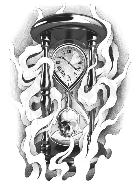 Hourglass Tattoo Design Drawings, Time Glass Drawing, Hourglass Tattoo Drawing, Tattoo Time Clock, Skull Hourglass Tattoo, Hourglass Tattoo Design, Hourglass Drawing, Clock And Rose Tattoo, Forearm Cover Up Tattoos