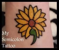 Semicolon Tattoo Daisy, Sunflower Semi Colon Tattoo, Sunflower Semi Colon, Mum Tattoos, Sunflowers Tattoos, Rock Doodles, Awareness Tattoos, Serotonin Tattoo, Tattoo Real