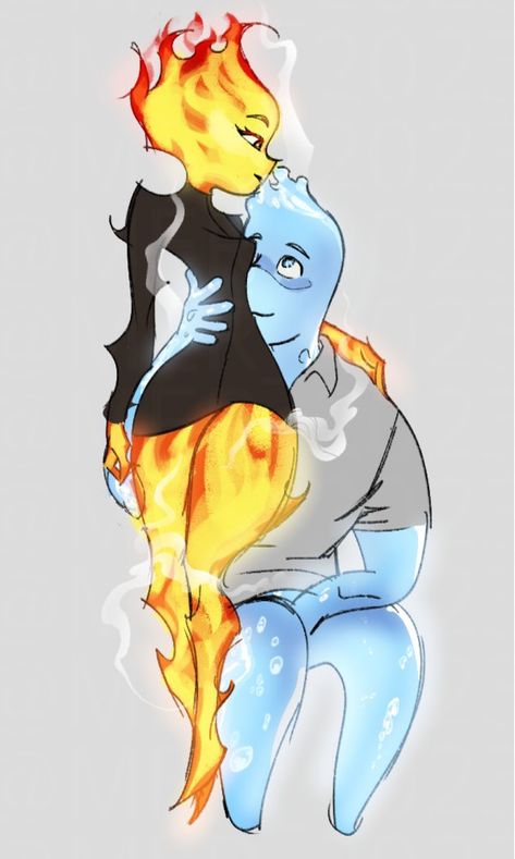 Wade X Ember Art, Amber X Wade Elemental Fanart, Elemental Fanart Human, Wade X Ember Elemental, Elemental As Humans, Elemental Ember And Wade Fanart, Elementals Ember And Wade, Elemental Genderbend, Elemental Ember X Wade