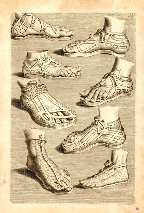 Roman shoes were often made of woven leather that were often slipper like, that supported the ankles. Ancient Greece Clothing, Ancient Greece Fashion, Ancient Roman Clothing, Ancient Greek Clothing, Roman Clothes, Roman Costume, Historical Shoes, Greece Fashion, Grant Wood