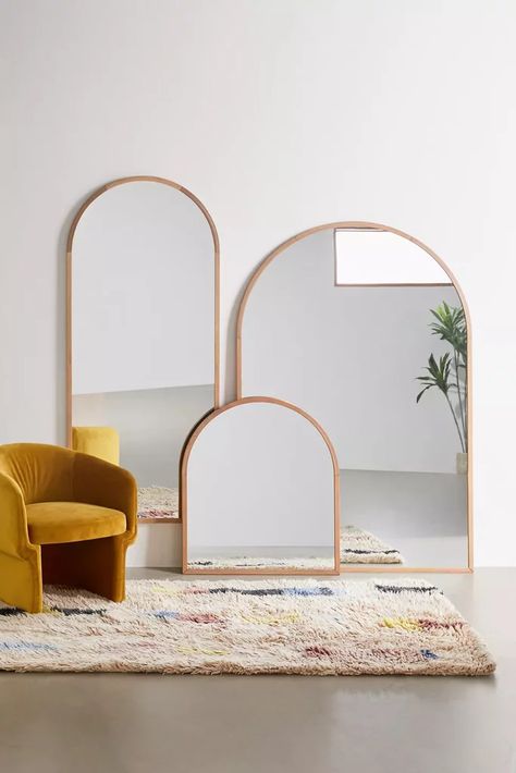 Mirrors Urban Outfitters, Arc Mirror, Trendy Mirrors, Minimalist Mirrors, Boho Apartment, Leaning Mirror, Apartment Decoration, White Oak Wood, Décor Boho