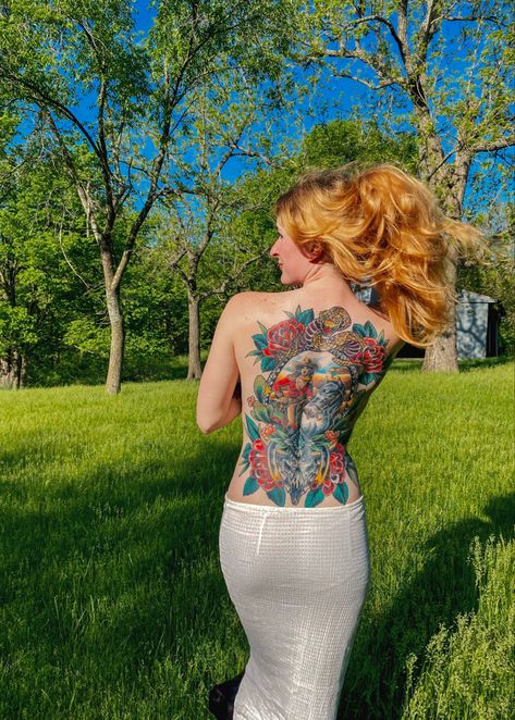 Cowgirl Back Tattoo, Western Back Piece Tattoo, Traditional Western Back Tattoo, Back Tattoos American Traditional, American Traditional Tattoo Back Piece, American Traditional Lower Back Tattoo, American Traditional Back Tattoos Women, Traditional Tattoos Backpiece, Back Tattoo Women Traditional