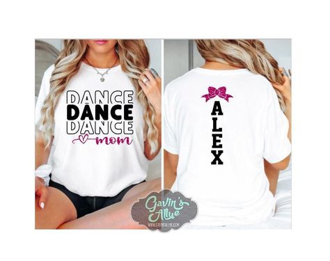 Glitter Dance Tshirt |  Dance Mom Shirt | Short Sleeve Dance Mom T-Shirt | Bella Canvas Dance Shirt | Customize Colors PLEASE READ BEFORE ORDERING Please read full description before ordering we cannot be responsible for mistakes made by not reading the full description. ORDERING INSTRUCTIONS: 1. Select your Garment Size/Color Each size must be selected separately. Please do NOT leave a list of sizes in the notes. This will delay your order 2. In the Personalization Section(Add requested info before checking out/paying)  IF YOU DON'T WANT GLITTER PLEASE LET US KNOW We will need the following information: (If you want to remove any words or numbers please state that in the notes) (If you want the shirt to be the colors in the picture please state that in the notes) - Name for back - Design Dance Shirts Ideas Dancers, Dance Grandma Shirt Ideas, Dance Mom Shirts Design, Dance Competition Shirts, Dance Mom Shirt Ideas, Dance Shirts Ideas, Dance Team Shirts, Dance Mom Shirt, Dance Mom Shirts