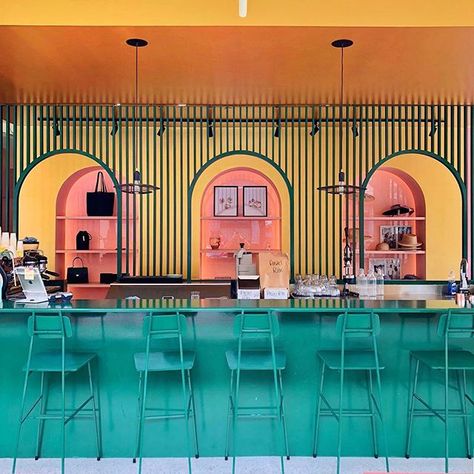 Pastel Rita coffee shop in Montreal 📷: @ziadm | Th3rd Wave | all about coffee | Quebec Canada | coffee shop inspiration | coffee shop aesthetic | Travel | montreal things to do | interior design Top 10 Restaurants, Hotel Plan, Bar Interior Design, Karim Rashid, Boho Interiors, Bar Interior, Retro Interior, Plywood Furniture, Wes Anderson