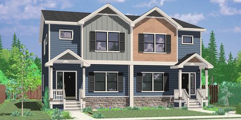 Modern 4 Unit Townhouse Building Plans Town House Plans, Duplex House Plan, Duplex Floor Plans, Townhouse Exterior, Duplex Plans, Basement House Plans, Duplex Design, Townhouse Designs, Duplex House Plans