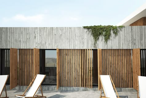 Concrete Building Architecture, Concrete And Wood Architecture, Wood And Concrete Architecture, Portuguese Architecture, Wood Facade, Cladding Design, Wooden Facade, Timber Architecture, Facade Material