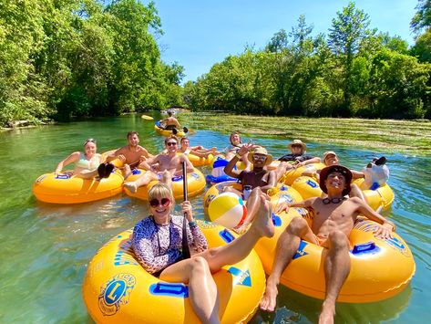 Bright yellow tubes with group of people floating down the river Bathingsuit Aesthetic, River With Friends, Summer Tubing, River Summer, Aesthetic Party, Tubing River, Water Swimming, Party Fun, College Life