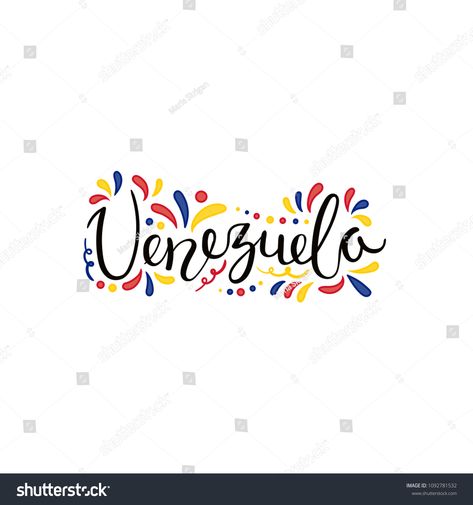 Hand written calligraphic lettering quote Venezuela with decorative elements in flag colors. Isolated objects on white background. Vector illustration. Design concept for independence day banner. #Ad , #SPONSORED, #decorative#Venezuela#elements#colors Independence Day Banner, Banner Ad, Vector Illustration Design, Decorative Elements, Flag Colors, Hand Written, Design Concept, Lettering Alphabet, Handwriting