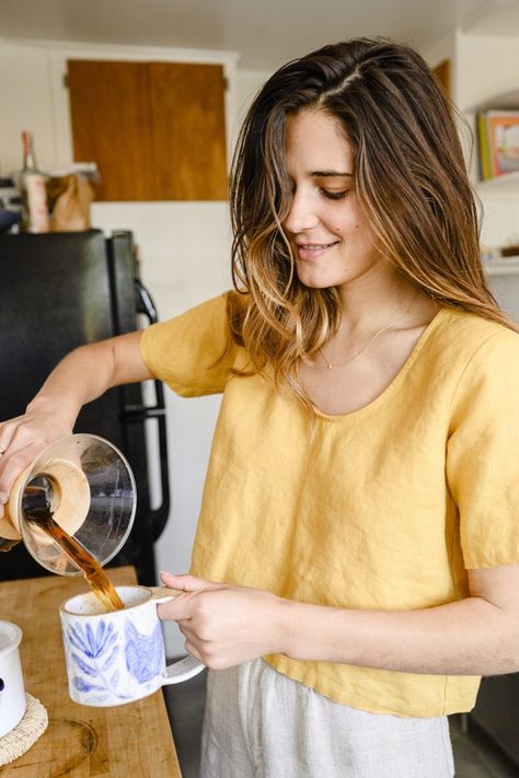 Mundane Tasks Photography, Lifestyle Coffee Photography, Coffee Photography With Model, Morning Coffee Photography Woman, Woman Drinking Coffee Aesthetic, Woman Coffee Bed, Ally Walsh, Canyon Coffee, Period Relief