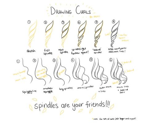 Drawing Curls, How To Draw Curls, Draw Curly Hair, Tangle Designs, Drawing Hair Tutorial, Curly Hair Drawing, Draw Manga, Hair Sketch, Hair Drawing