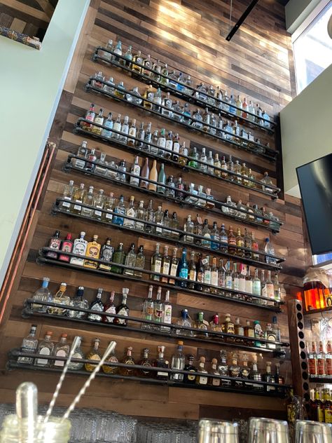 #drink #alcohol #friday #funny #aesthetic Bar Alcohol Display, Alcohol Display Home, Diy Bar Cabinet, Industrial Home Bar, Garage Bar Ideas, Back Bar Design, Alcohol Shop, Saloon Decor, Building A Home Bar