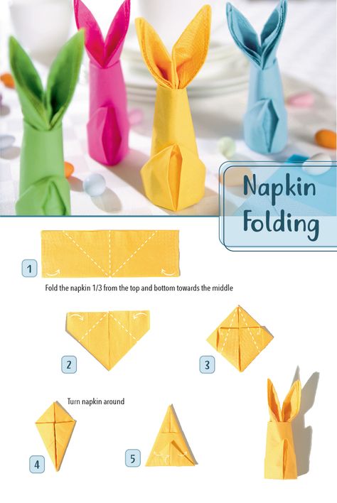 Easter Napkin Folding, Easter Dinner Table, Creative Napkins, Easter Napkins, Easter Table Settings, Easter Decorations Dollar Store, Decorations Table, Easter Decorations Christian, Easter Decorations Outdoor