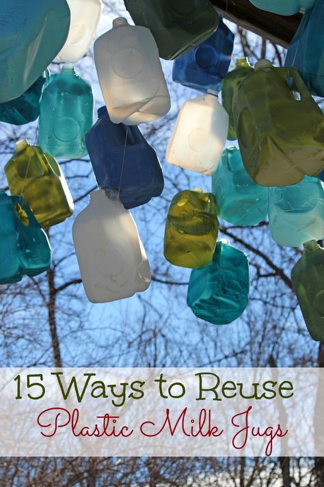 If you find yourself drowning in plastic milk jugs like I am, here are a few creative ways to reuse them! Gallon Jugs Crafts, Recycled Milk Jug Crafts, Milk Jug Projects, Milk Jugs Diy, Milk Carton Crafts, Milk Jug Crafts, Old Milk Jugs, Plastic Milk Bottles, Plastic Jugs