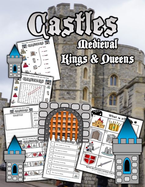 Castles are large structures found all over the world with towers, high walls, and gates that are meant to make a protective fortress. Many of these are very old and from another time. They inspire and capture our imagination because of their history and stories of kings, queens, and knights who lived by a code of honor and bravery. #eslkidz #castles #castle #activitiesforkids Knights And Castles Activities, Castle Activities For Kids, Parts Of A Castle, Castles Ks1, Knights And Castles Topic, Castles Topic, Knights And Castles, Homeschool Units, Code Of Honor