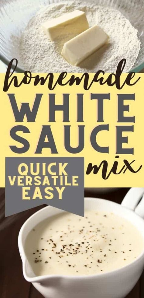 If you love white sauce, you need to make this homemade white sauce mix. Lasts 2 months in the fridge and takes two minutes to whip up! #sauce #white #gravy #mastermix Homemade White Gravy, White Pepper Gravy, Homemade White Sauce, Mason Jar Mixes, Making White Sauce, Jar Mixes, Pepper Gravy, Homemade Dry Mixes, Amazing Food Platters