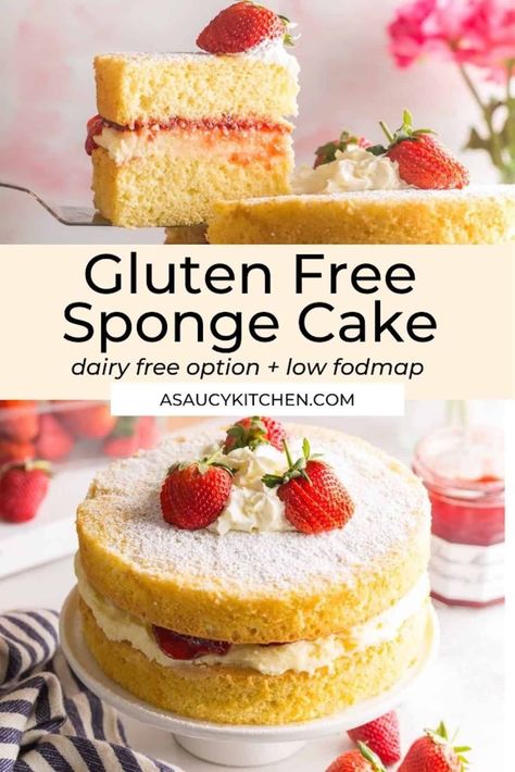 Gluten Free Sponge Cake, Victoria Sponge Cake Recipe, Light Cake, Gluten Free Cake Recipe, Sponge Cake Recipe, Victoria Sponge Cake, Gluten Free Bakery, Sponge Cake Recipes, Gluten Free Sweet