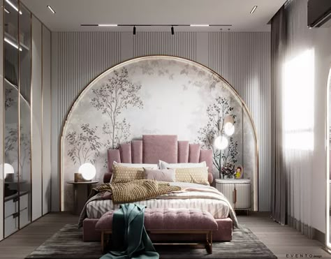 Master Bedroom on Behance Bed Back Wall, Simple Bed Designs, Bed Back Design, Unique Bedroom Design, Bed Interior, Bedroom Interior Design Luxury, Bunk Bed Designs, Modern Bedroom Interior, Bed Design Modern