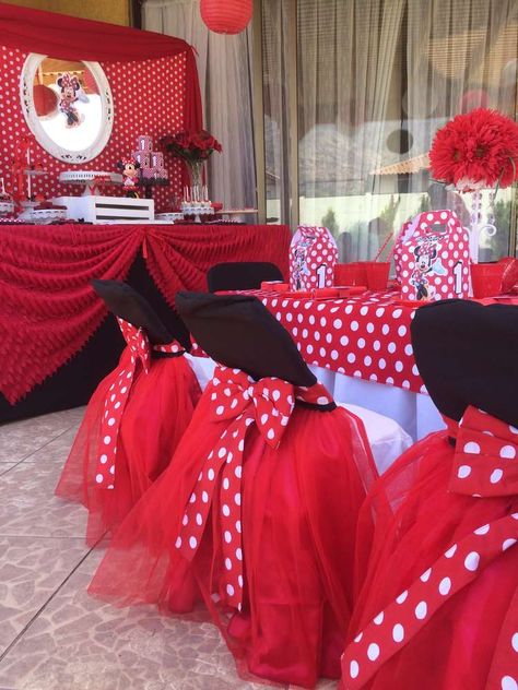 Tule Skirts, Minnie Mouse Decorations, Minnie Mouse Theme Party, Minnie Mouse Birthday Party Decorations, Twodles Birthday, Minnie Mouse First Birthday, Minnie Mouse Birthday Invitations, Minnie Mouse Birthday Decorations, Minnie Mouse Birthday Cakes