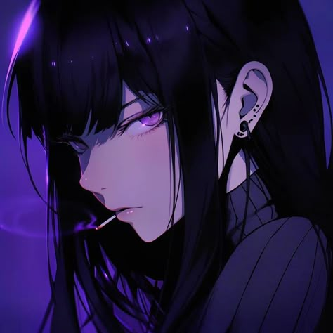 Violet Black Hair, Dark Violet Hair, Short Purple Hair, Girl With Purple Hair, Anime Purple Hair, Dark Purple Hair, Anime Pic, Violet Hair, Anime Black Hair