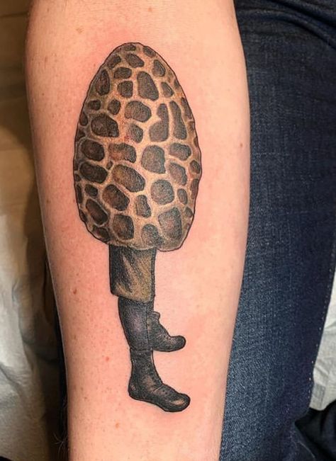 Morel Mushroom Tattoo, Esther Garcia, Mushroom Tattoo, Morel Mushrooms, Mushroom Tattoos, Watercolor Tattoos, Morel Mushroom, Paw Print Tattoo, Skull Tattoo