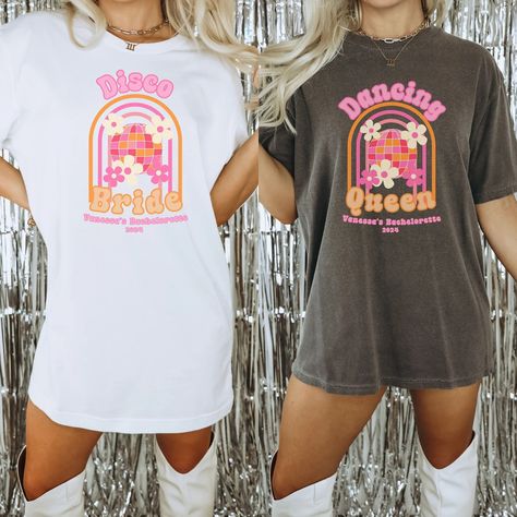 Custom 70s Bachelorette Group Shirts, Personalized Disco Bachelorette Shirt, Brides Last Disco Theme, Comfort Colors, Dancing Queen Shirt - Etsy Brides Last Disco, Personalized Bridal Party Gifts, Disco Bachelorette Party, Last Disco, Disco Bachelorette, Retro Bridal, Queen Tee, Disco Theme, Color Sweatshirt