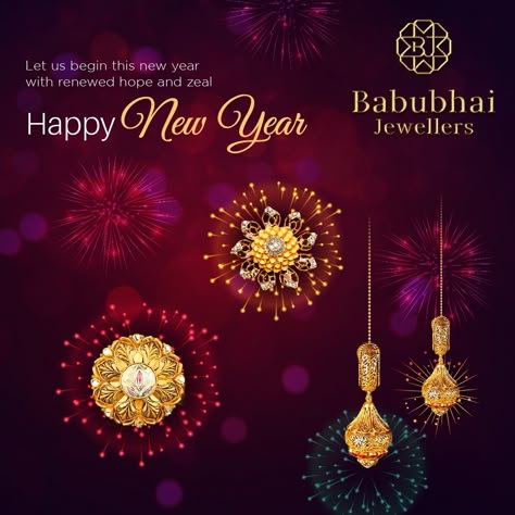 Let us begin this #NewYear with renewed hope and zeal. #babubhai #babubhaijewellers #nikol #jewellers #jewelryshop #gold #silver #gemstone #diamonds #HappyNewYear #Diwali #NutanVarshabhinandan #diwalicelebration #Diwali2022 #Festival #Celebration #FestivalVibes #IndianFestival Happy New Year Jewellery, New Year Jewellery Ads, Jewellery Video, Jewelry Banner, Jewellery Advertising, Diwali Poster, Rangoli Designs Simple Diwali, Social Media Advertising Design, Diwali Wishes