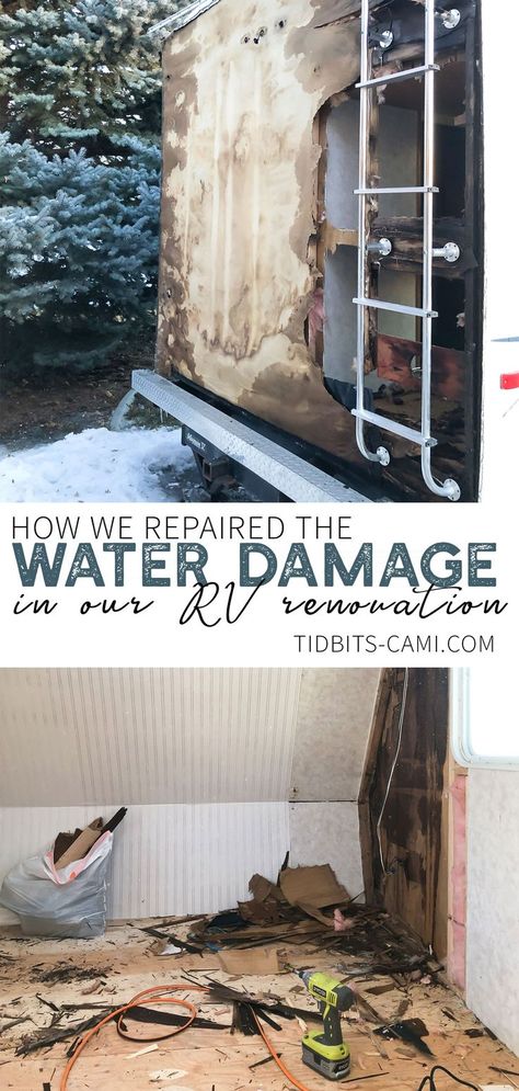 Camping Trailer Ideas, Camper Flooring, Camper Repair, Renovation Process, Camper Trailer Remodel, Rv Renovation, Water Damage Repair, Caravan Renovation, Old Campers