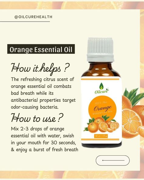 Say goodbye to bad breath the natural way! 🌿 Discover how nutmeg, orange, coriander seed, and carom oils can freshen your breath and boost your oral health. Breathe easy, smile confidently, and embrace nature’s power! ✨ [how to get rid of bad breath, natural remedies for bad breath, essential oils for fresh breath, stop bad breath instantly, best essential oils for oral health] #badbreathremedy #naturalbreathfreshener #essentialoilsforhealth #oralhealthtips #oilcurehealth #freshbreathnatura... Remedies For Bad Breath, Coriander Seed, Breath Spray, Bad Breath Remedy, Embrace Nature, Breathe Easy, Best Essential Oils, Orange Essential Oil, Coriander Seeds