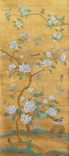 Chinoseries Art, Bedroom Chinoiserie, Silver Leaf Wallpaper, Wallpaper Chinoiserie, Studio Wallpaper, Gracie Wallpaper, Chinese Wallpaper, Art Chinois, Chinoiserie Wallpaper