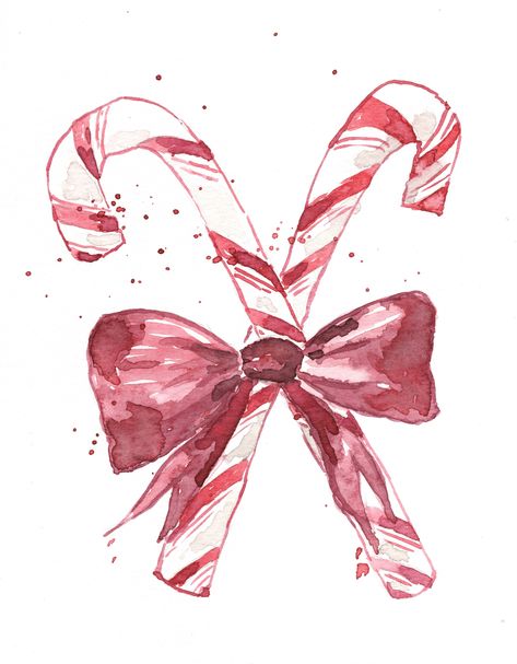 Christmas Candy Cane Watercolour Digital Download Instant Printable Art Watercolor Notecard Water Colour Christmas Painting, Christmas Wallpaper Painting, Color Pencil Christmas Drawings, Christmas Watercolor Wallpaper, Candy Cane Watercolor, Christmas Easy Painting Ideas, Watercolor Candy Cane, Christmas Prints Art, Christmas Art Watercolor